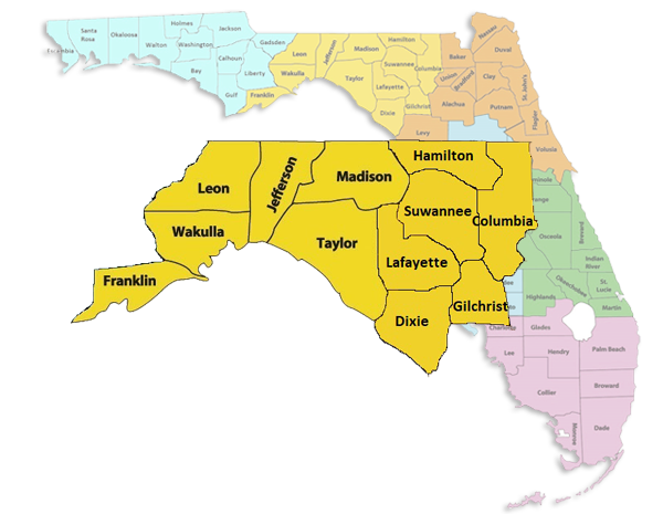 Map Of Northwest Florida Florida Yellow Region